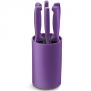 Bloc fil 6 Couteaux de table à steak en inox, manches violet