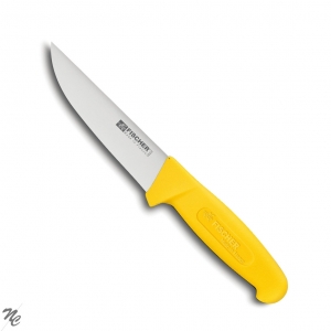 Couteau de boucher manche jaune, lame inox 14 cm, HACCP