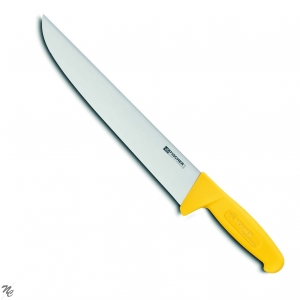 Couteau de boucher manche jaune, lame inox 28 cm, HACCP