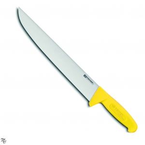 Couteau de boucher manche jaune, lame inox 30 cm, HACCP