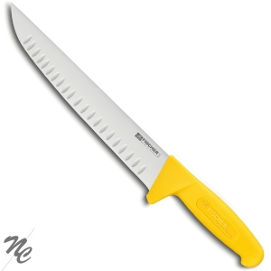 Couteau de boucher professionnel, alvéole manche jaune, lame inox 23 cm, HACCP