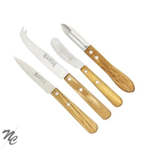 Coffret 4 couteaux de cuisine manche en bois d'olivier